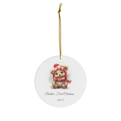 Image of Personalized Baby's 1st Christmas Ornament, Baby's First Christmas Decoration, New Baby Christmas Gift, Baby bear Decoration