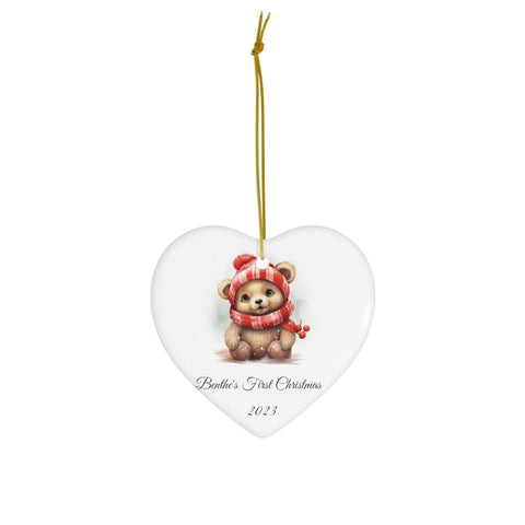 Image of Personalized Baby's 1st Christmas Ornament, Baby's First Christmas Decoration, New Baby Christmas Gift, Baby bear Decoration