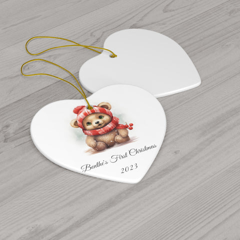 Image of Personalized Baby's 1st Christmas Ornament, Baby's First Christmas Decoration, New Baby Christmas Gift, Baby bear Decoration