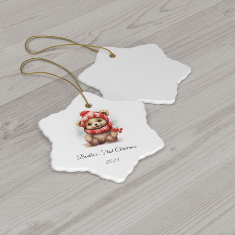 Image of Personalized Baby's 1st Christmas Ornament, Baby's First Christmas Decoration, New Baby Christmas Gift, Baby bear Decoration
