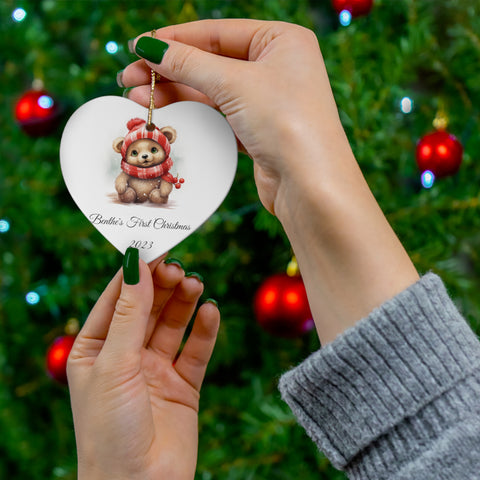 Image of Personalized Baby's 1st Christmas Ornament, Baby's First Christmas Decoration, New Baby Christmas Gift, Baby bear Decoration