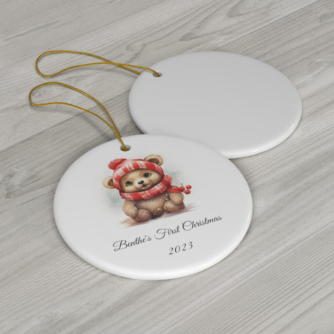 Image of Personalized Baby's 1st Christmas Ornament, Baby's First Christmas Decoration, New Baby Christmas Gift, Baby bear Decoration